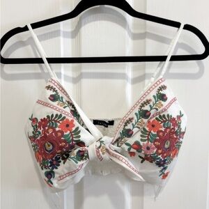 Floral embroidered 2 piece top and maxi skirt set